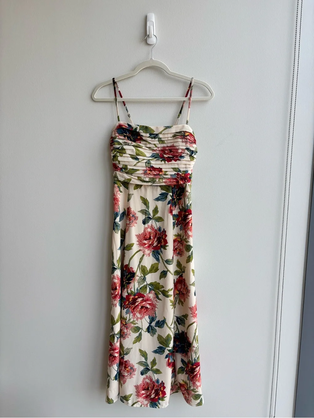 Abercrombie & Fitch Dipped-Waist Smocked Midi Dress – Floral, XS, NWT